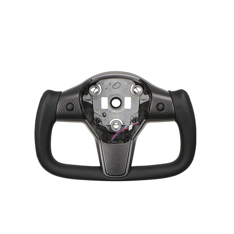 Sporty Perforated Leather Yoke Steering Wheel for Model 3/Y Main image