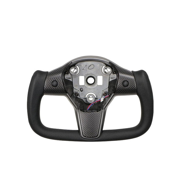Sporty Perforated Leather Yoke Steering Wheel for Model 3/Y