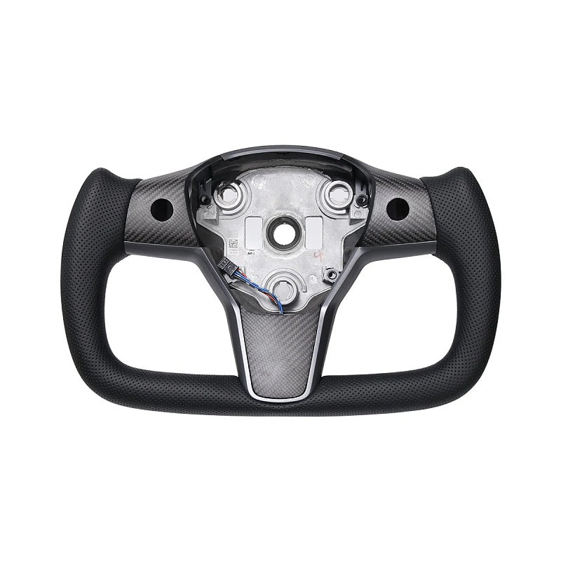 Sporty Perforated Leather Yoke Steering Wheel for Model 3/Y Secondary image