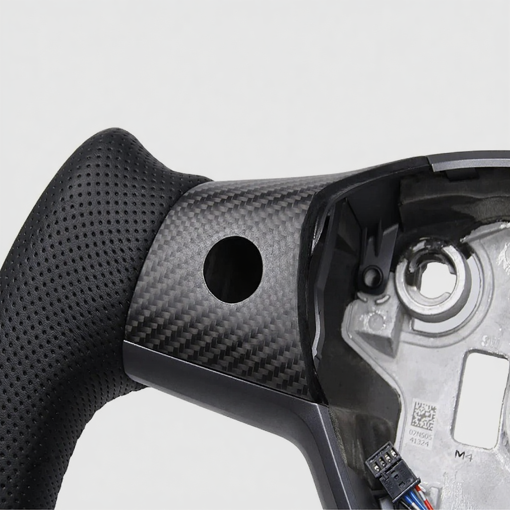 Sporty Perforated Leather Yoke Steering Wheel for Model 3/Y