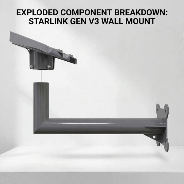 Starlink Gen 3 / V3 Long Wall Mount Bracket for Standard Dish Outdoor Installation