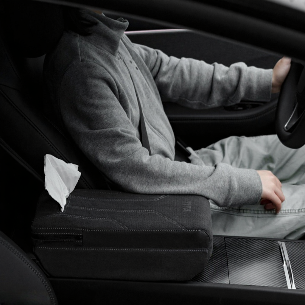 Suede Armrest Box Booster Pad with Tissue Box for Tesla Model 3/Y Secondary image
