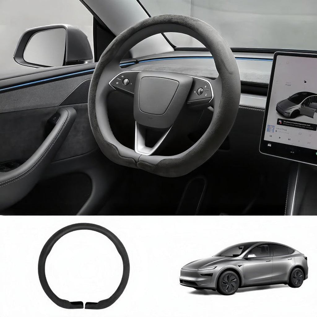 Suede Steering Wheel Cover for Tesla Model 3/Y Secondary image