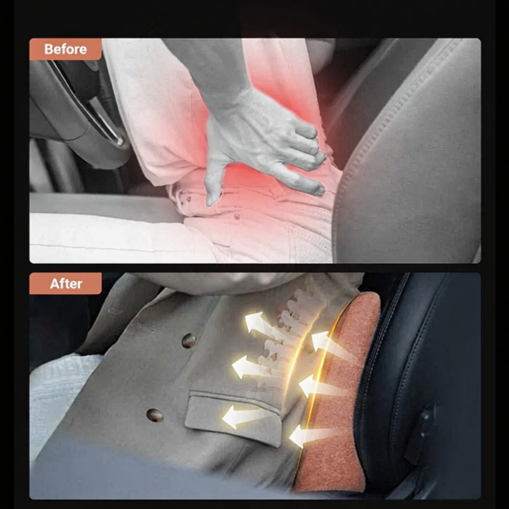 TITA Memory Foam Car Lumbar Support Cushion for Long Drives