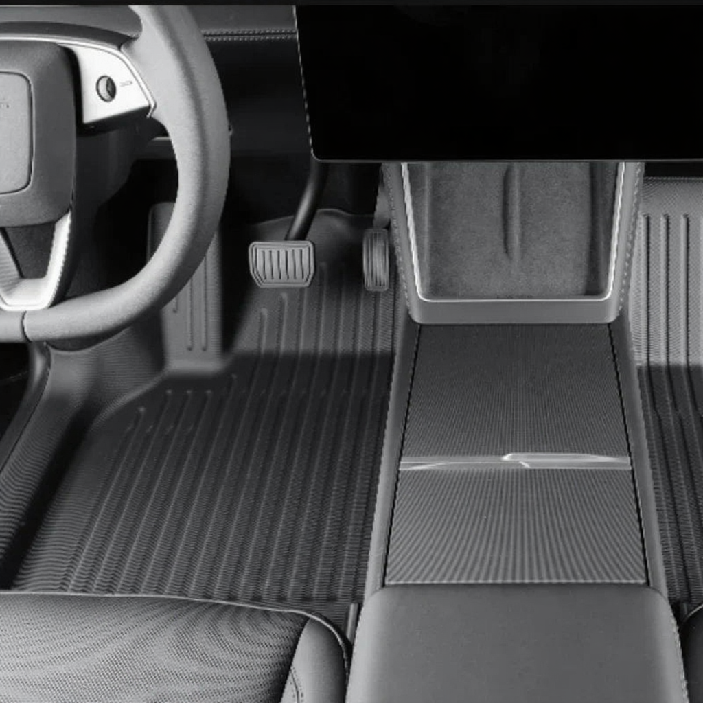 TPE Floor Mats with Door Sill Protection Strips for Tesla Model 3/Y 2023-2025