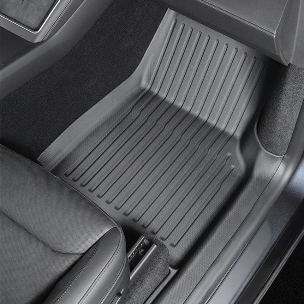 TPE Floor Mats with Door Sill Protection Strips for Tesla Model 3/Y 2023-2025