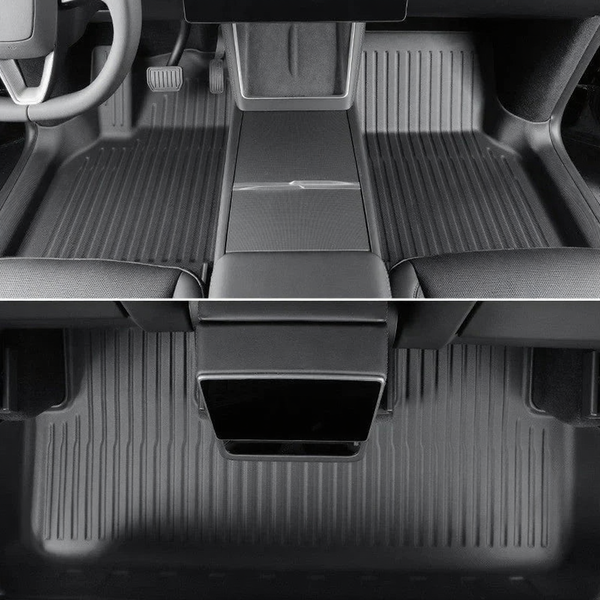 TPE Floor Mats with Door Sill Protection Strips for Tesla Model 3/Y 2023-2025
