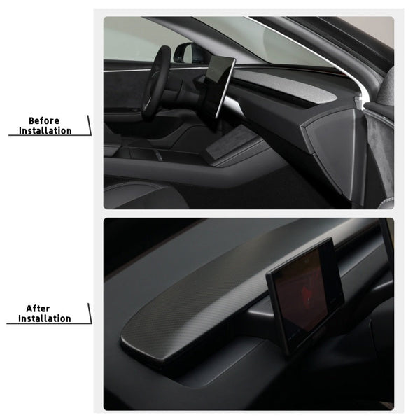 Tesla Model 3 Highland/Y Juniper Carbon Fiber Dashboard Snap-On Patch
