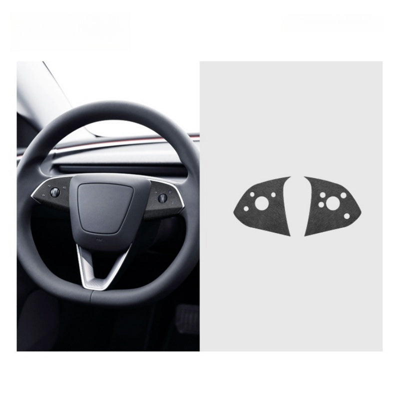 Tesla Model 3 Highland/Model Y Juniper Alcantara Steering Wheel Button Patch Main image