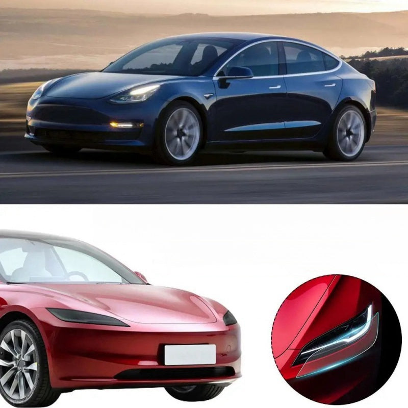 Tesla Model 3 Highland Black TPU Headlight & Tail Light Protection Film Main image