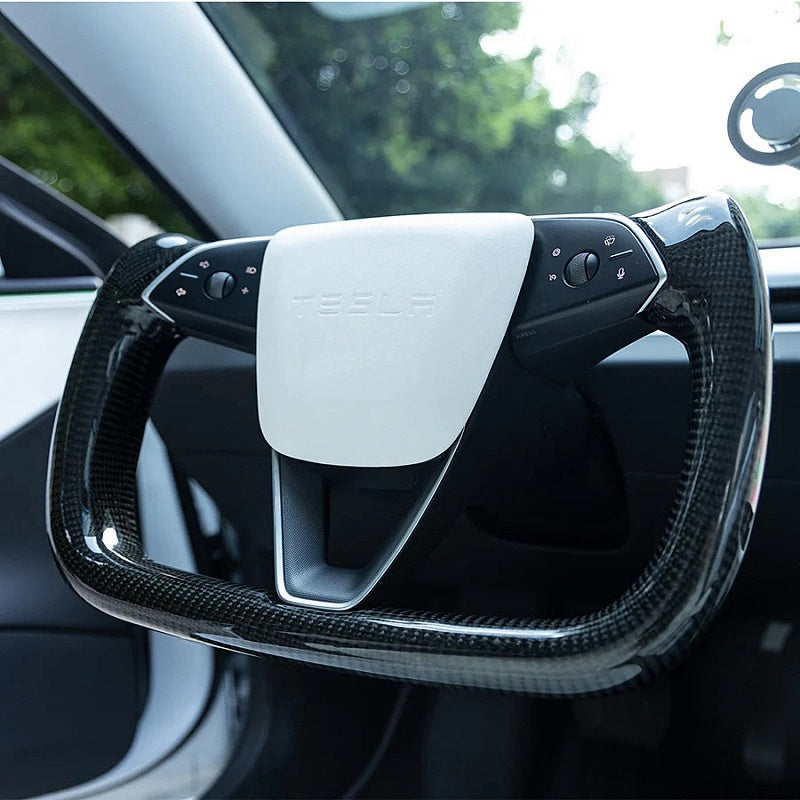 Tesla Model 3 Highland Yoke Steering Wheel With Full Real Carbon Fiber Main image