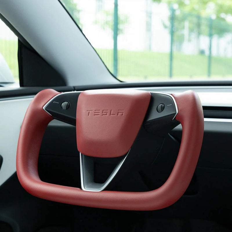 Tesla Model 3 Highland/Y Juniper Yoke Steering Wheel With Full Red Nappa Leather Main image