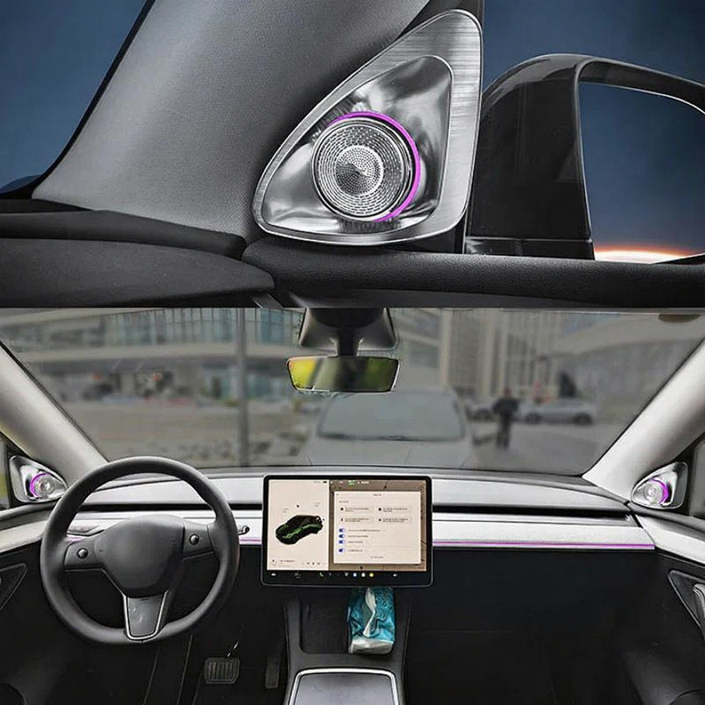 Tesla Model 3/Y/3Highland 4D Rotating Tweeter with LED Ambient Lighting Secondary image