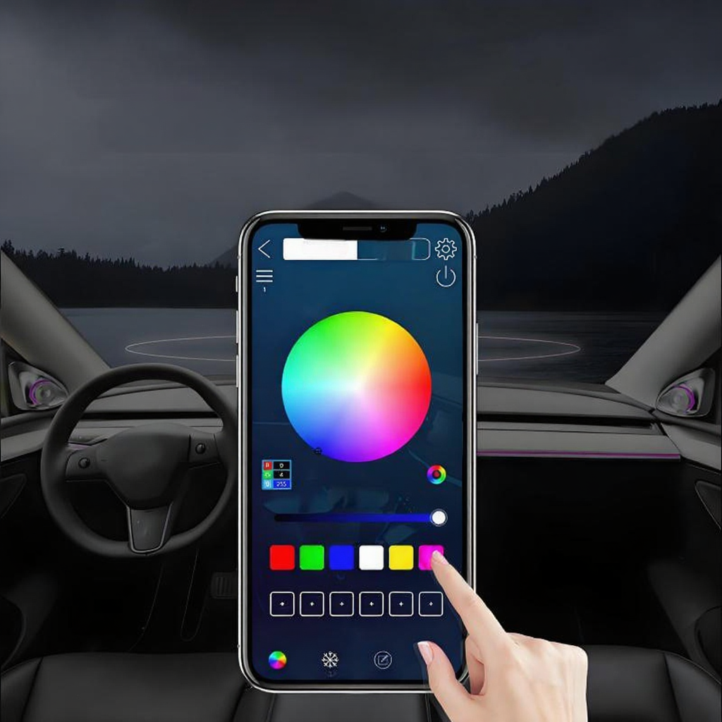 Tesla Model 3/Y/3Highland 4D Rotating Tweeter with LED Ambient Lighting