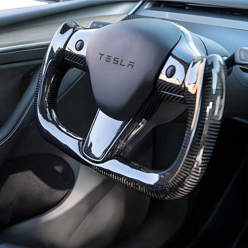 Tesla Model 3/Y Real Carbon Fiber Steering Wheel Yoke Main image
