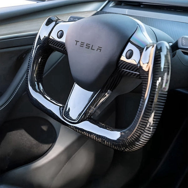 Tesla Model 3/Y Real Carbon Fiber Steering Wheel Yoke
