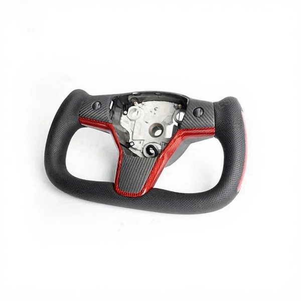 Tesla Model 3/Y Yoke Style Steering Wheel With Red Sport Style