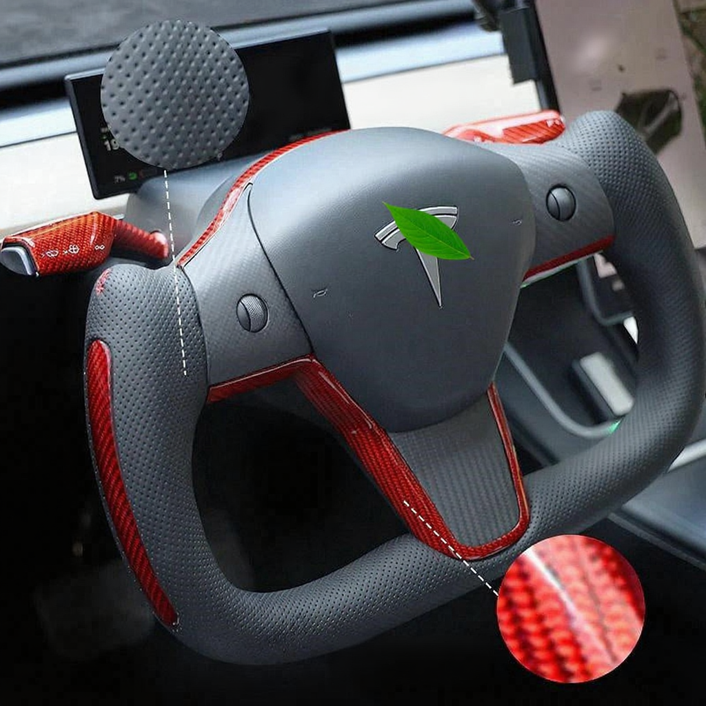 Tesla Model 3/Y Yoke Style Steering Wheel With Red Sport Style