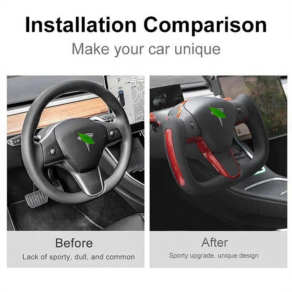Tesla Model 3/Y Yoke Style Steering Wheel With Red Sport Style