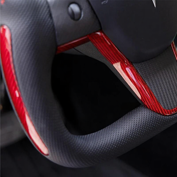 Tesla Model 3/Y Yoke Style Steering Wheel With Red Sport Style