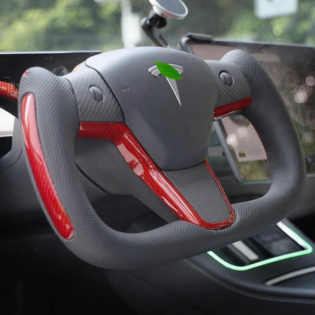 Tesla Model 3/Y Yoke Style Steering Wheel With Red Sport Style