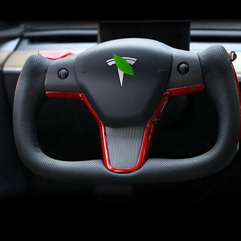 Tesla Model 3/Y Yoke Style Steering Wheel With Red Sport Style Main image