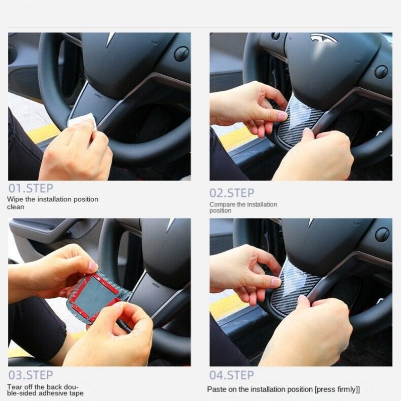 True Carbon Fiber Steering Wheel Patch for Tesla Model 3/Y