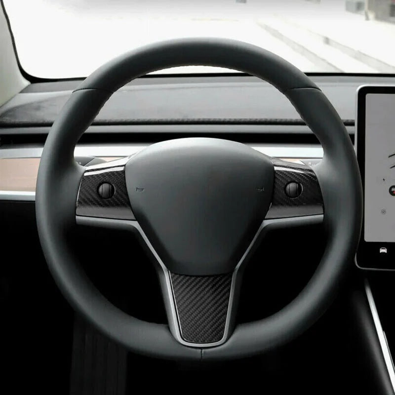 True Carbon Fiber Steering Wheel Patch for Tesla Model 3/Y Secondary image