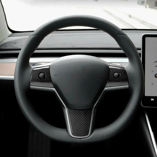 True Carbon Fiber Steering Wheel Patch for Tesla Model 3/Y