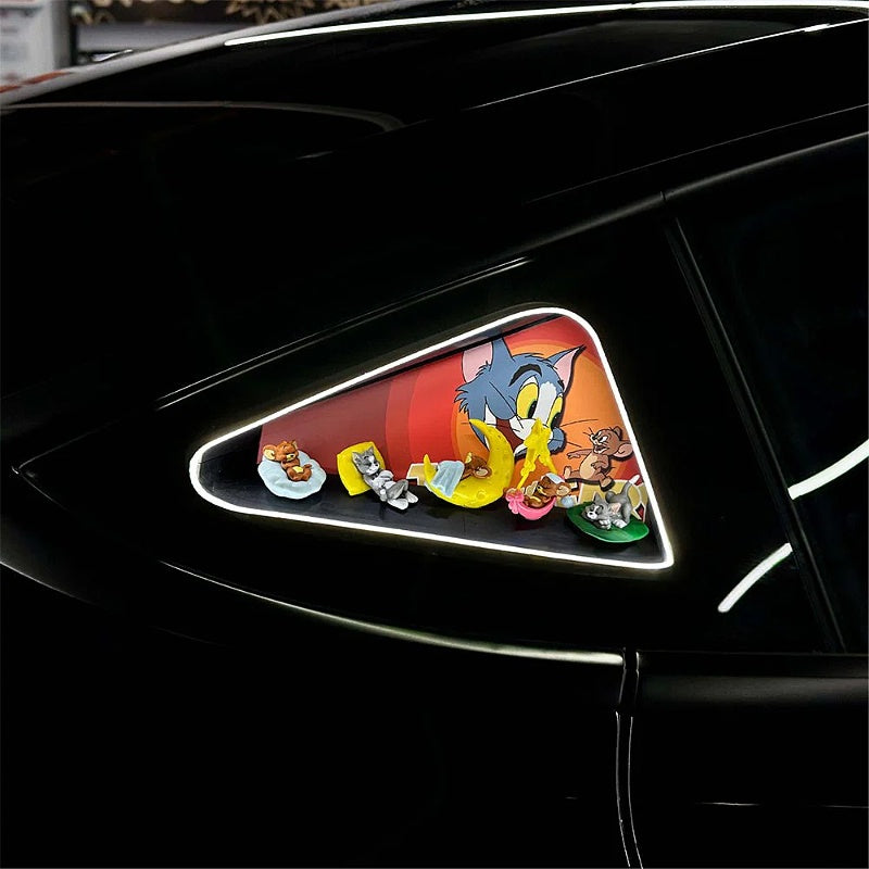 Tesla Model 3/Y/3 HighlandTriangle Window Ambient Lighting Tom and Jerry