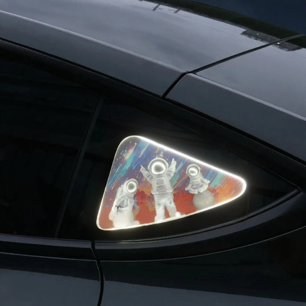 Tesla Model 3/Y/3 Highland Astronaut Ambient Light Triangle Window Secondary image