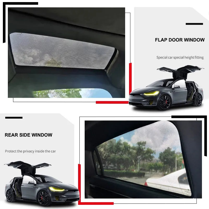 Tesla Model X Windshield Sunshade Front and Rear Sunroof（6pcs Full sunroof）