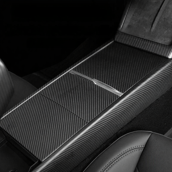 True Carbon Fiber Center Console Overlay for Tesla Model 3 Highland & Model Y Juniper  (3PCS)