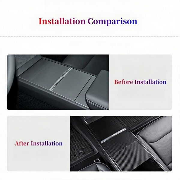 True Carbon Fiber Center Console Overlay for Tesla Model 3 Highland & Model Y Juniper  (3PCS)