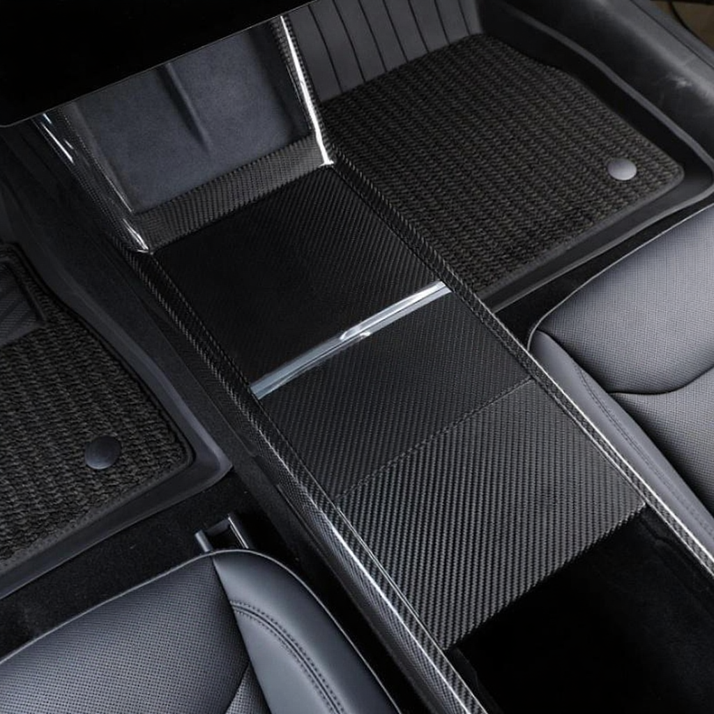 True Carbon Fiber Center Console Overlay for Tesla Model 3 Highland & Model Y Juniper  (3PCS)