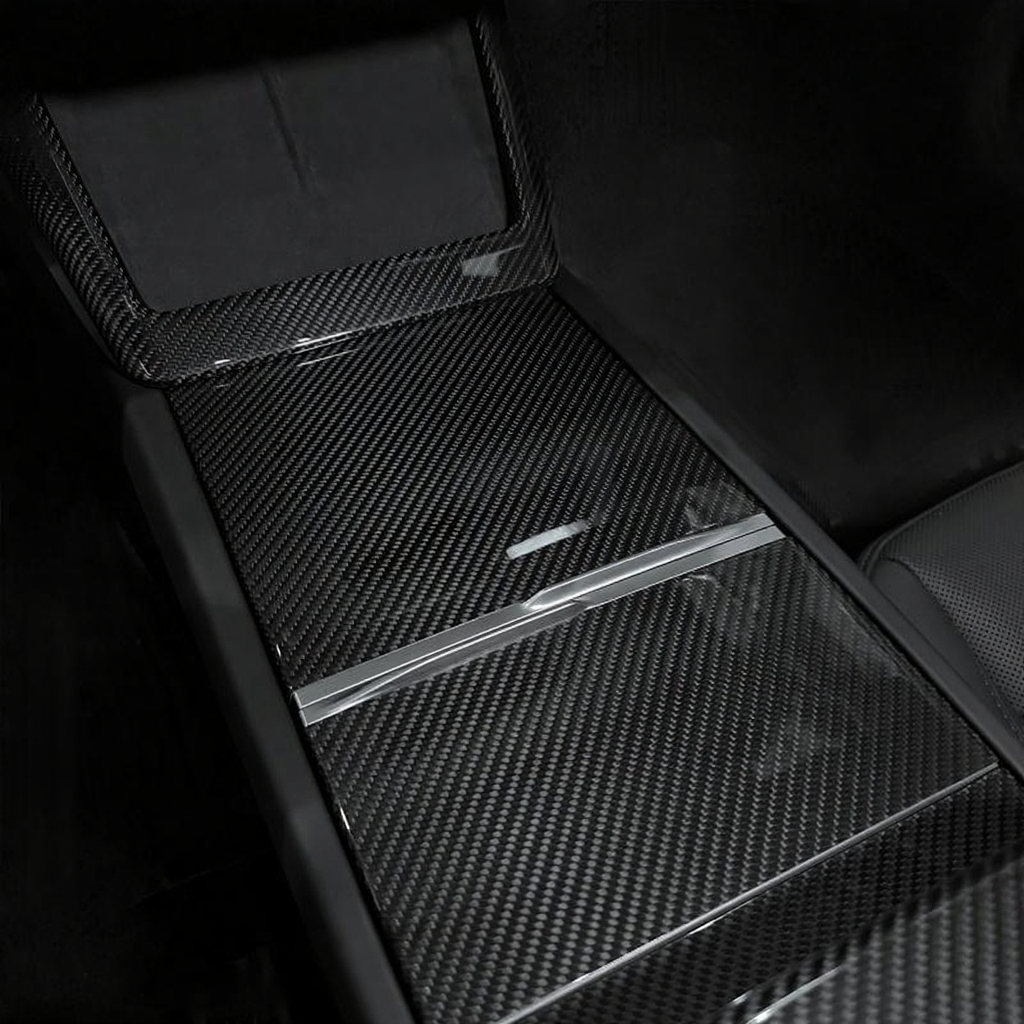True Carbon Fiber Center Console Overlay for Tesla Model 3 Highland & Model Y Juniper  (3PCS)