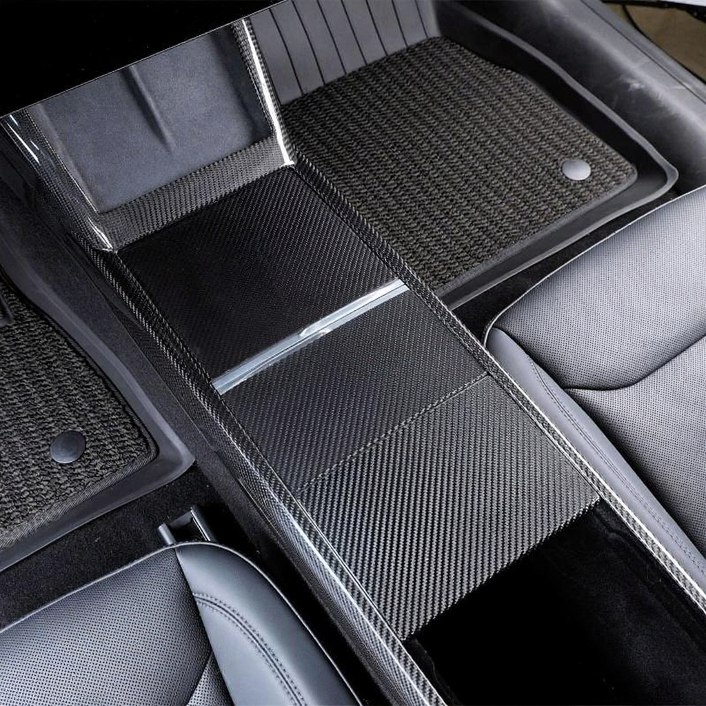 True Carbon Fiber Center Console Overlay for Tesla Model 3 Highland & Model Y Juniper  (3PCS)