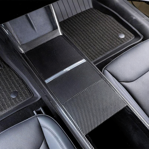 True Carbon Fiber Center Console Overlay for Tesla Model 3 Highland & Model Y Juniper  (3PCS)