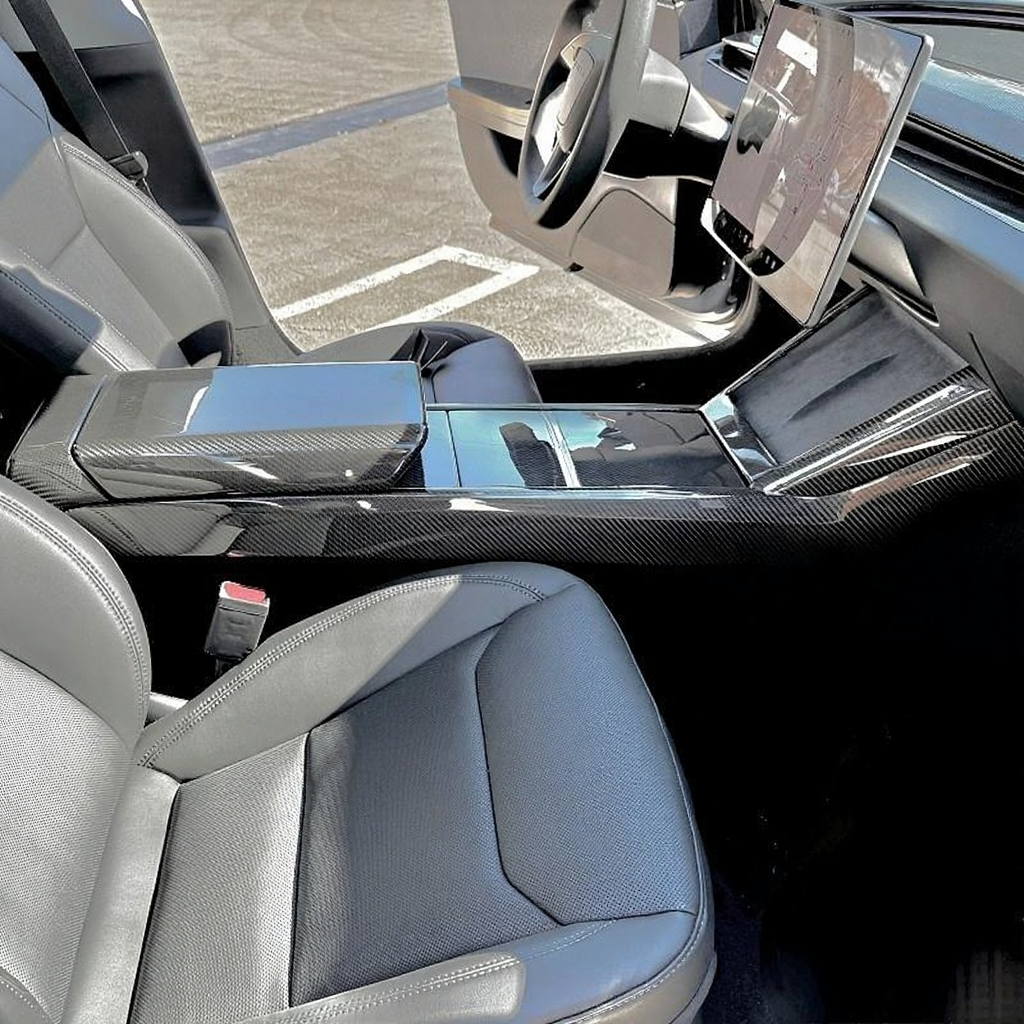 True Carbon Fiber Center Console Overlay for Tesla Model 3 Highland & Model Y Juniper  (3PCS)