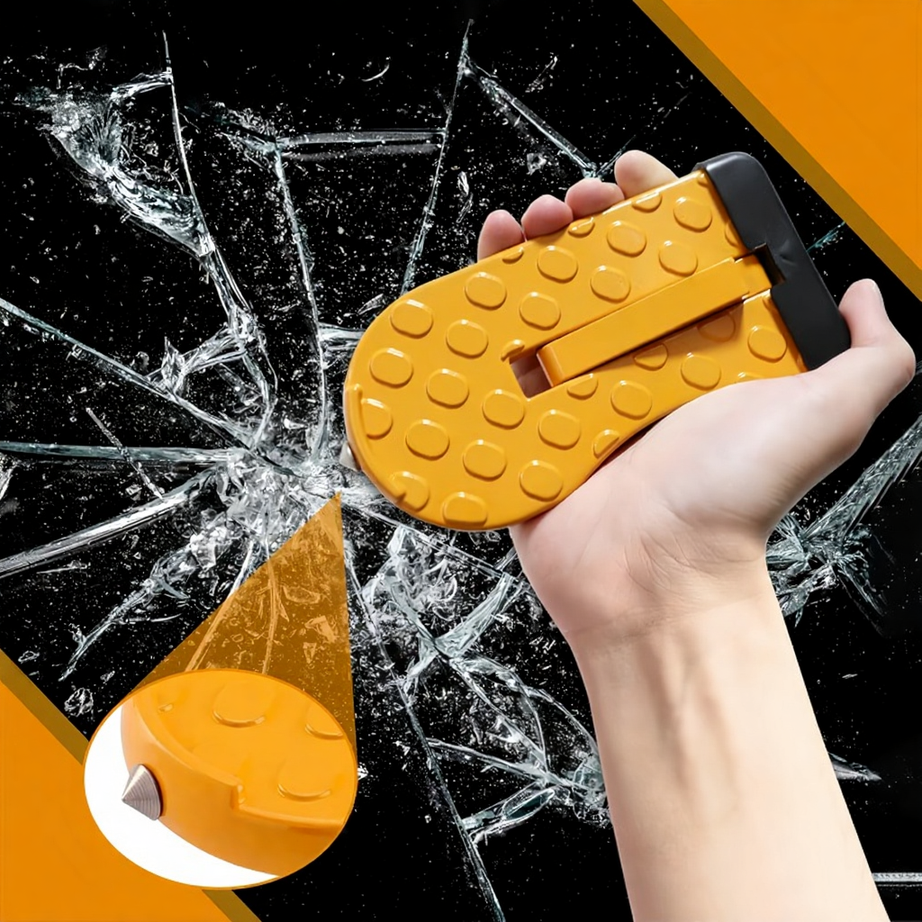 Universal Foldable Car Door Step With Emergency Hammer Function