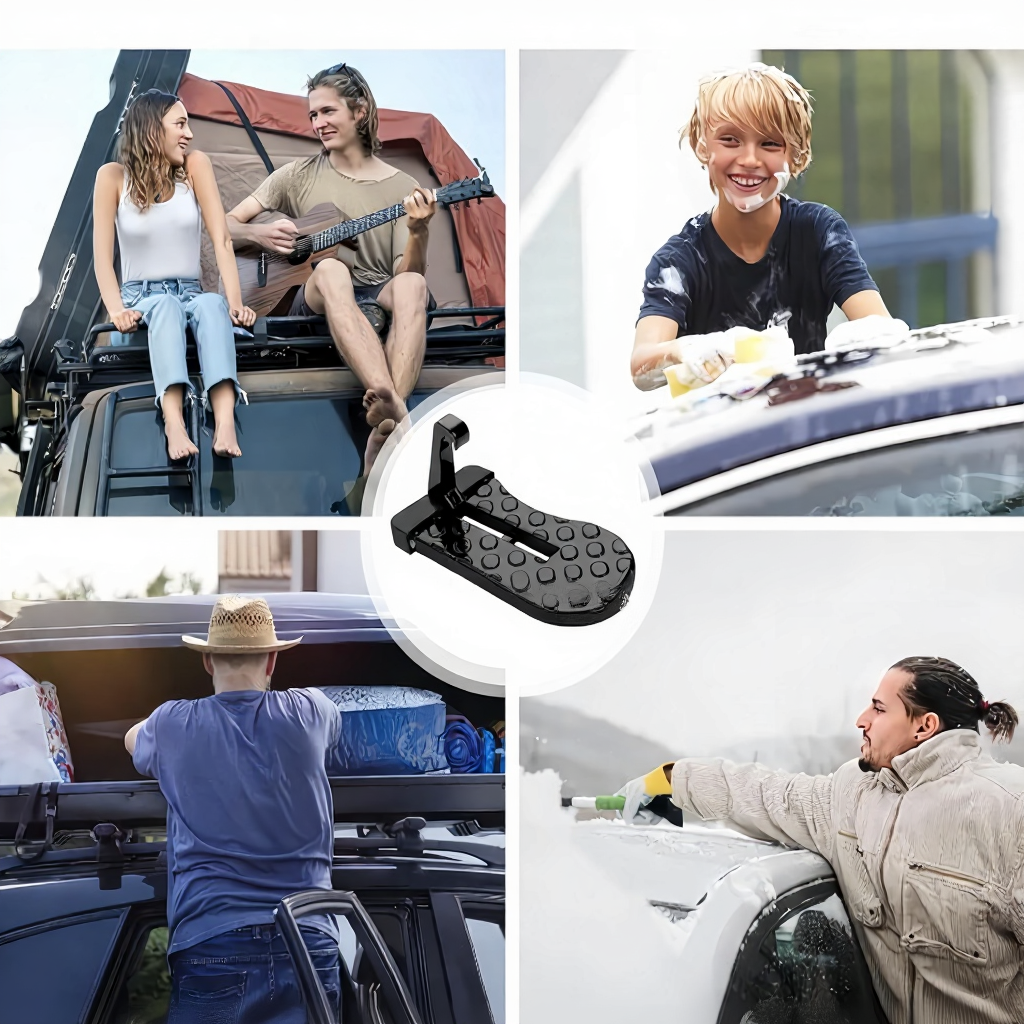 Universal Foldable Car Door Step With Emergency Hammer Function