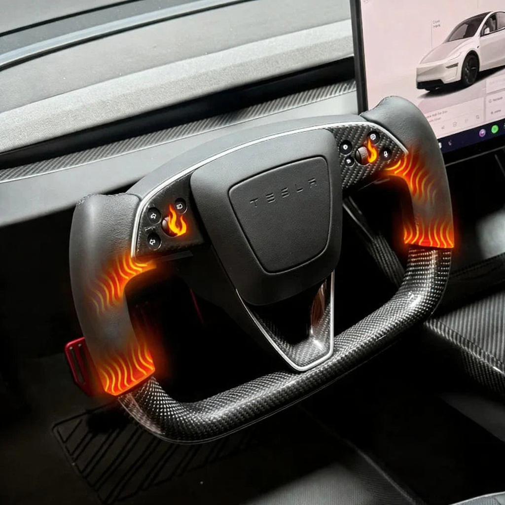 Upgrade Carbon Fiber Heated Yoke Steering Wheel for Tesla Model Y Juniper 2026+ Secondary image