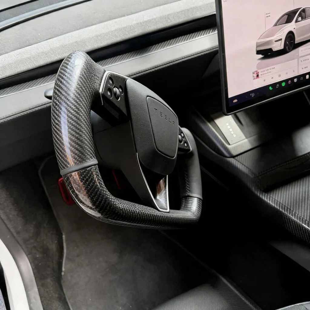 Upgrade Carbon Fiber Heated Yoke Steering Wheel for Tesla Model Y Juniper 2026+