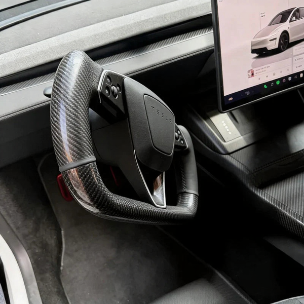 Upgrade Carbon Fiber Heated Yoke Steering Wheel for Tesla Model Y Juniper 2026+
