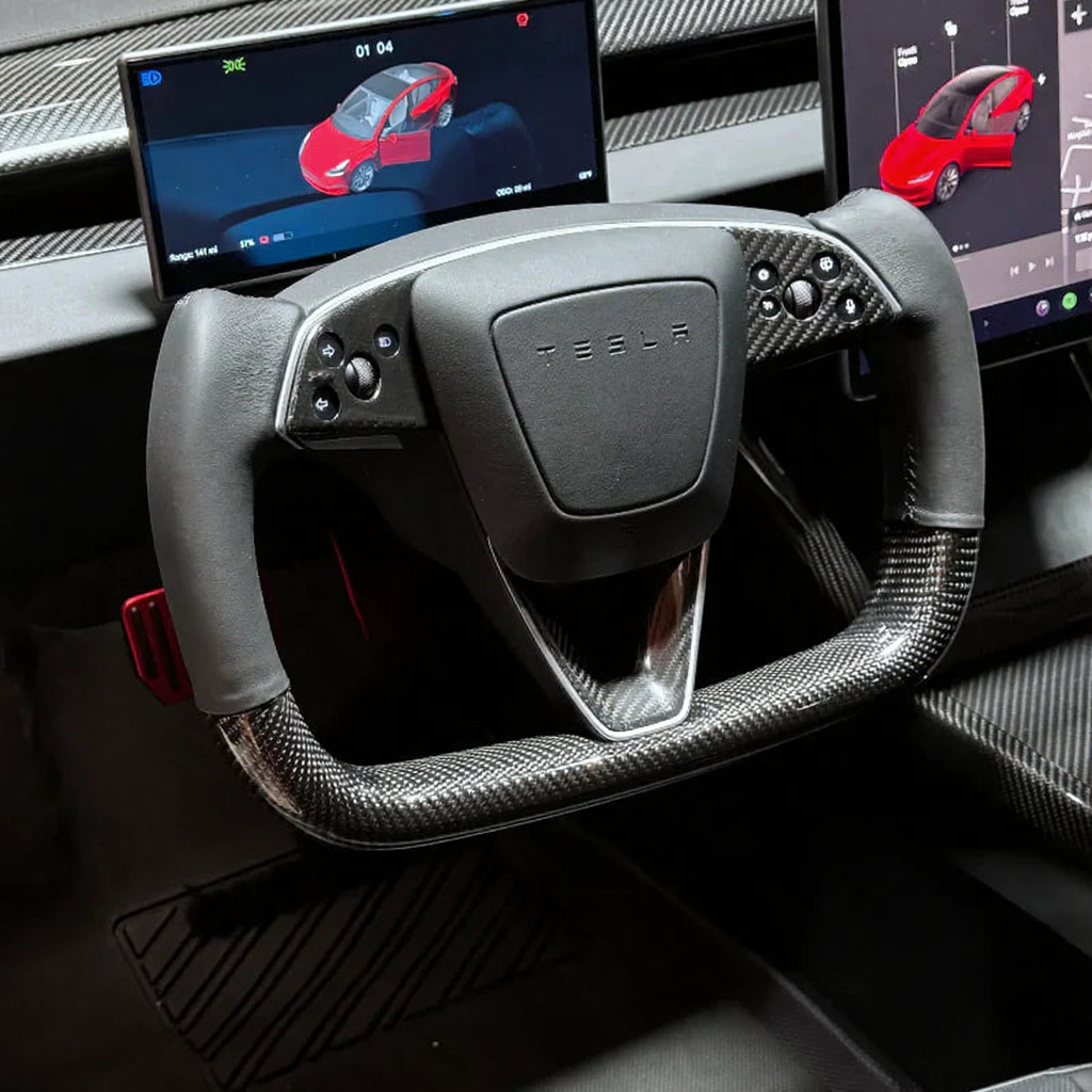 Upgrade Carbon Fiber Heated Yoke Steering Wheel for Tesla Model Y Juniper 2026+
