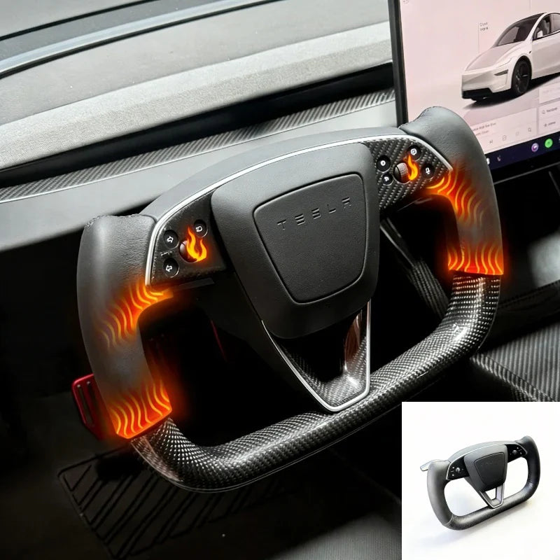 Upgrade Carbon Fiber Heated Yoke Steering Wheel for Tesla Model Y Juniper 2026+ Main image