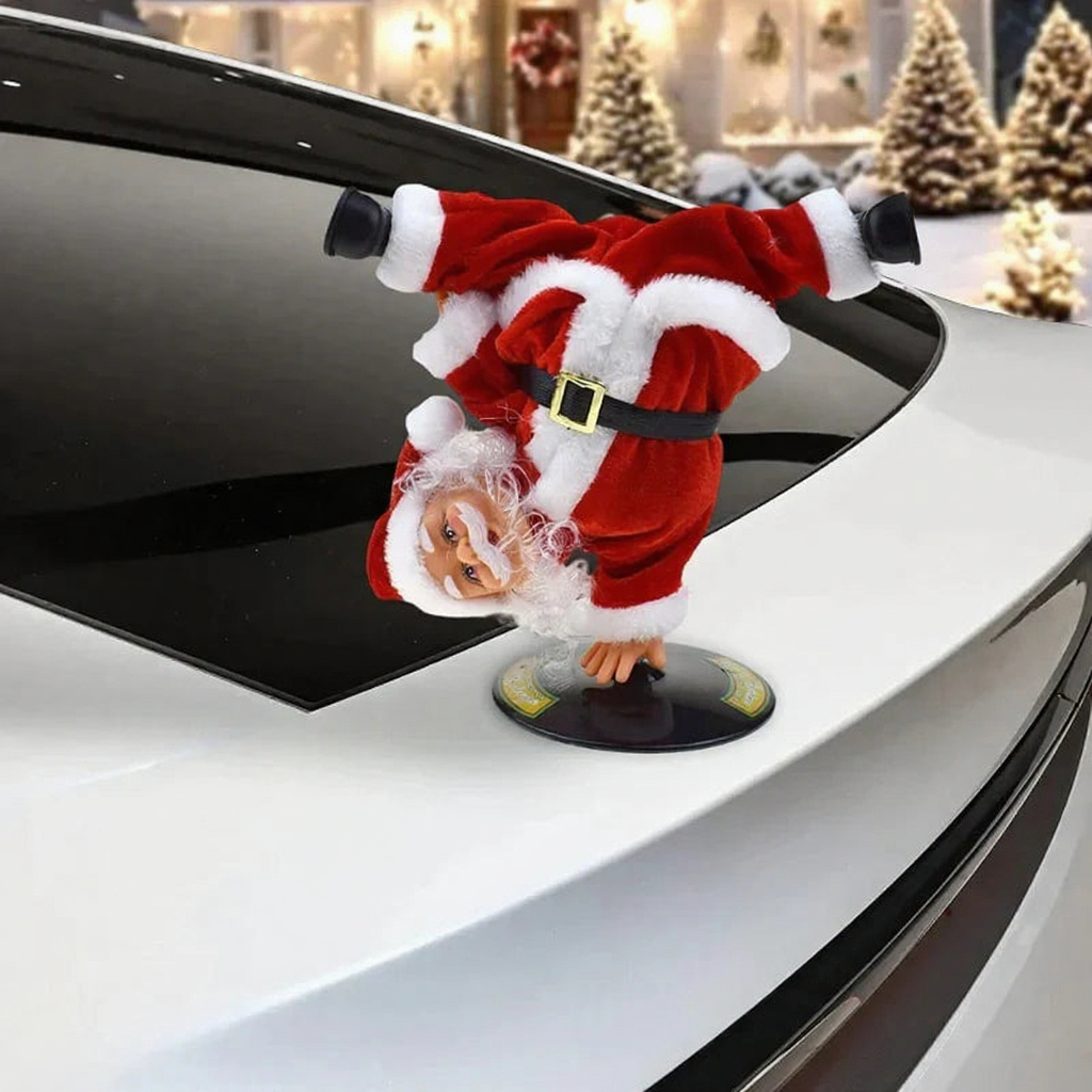 Upside-Down Spinning Breakdance Santa Decoration for Tesla