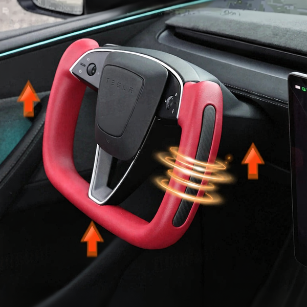 Yoke Nappa Leather Side Carbon Fiber Red Driving Wheel for Tesla Model 3 Highland/Model Y Juniper