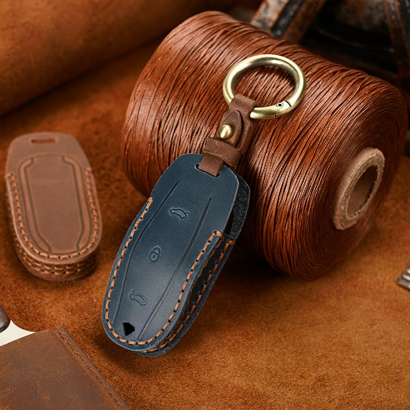 Handmade Leather Tesla Model S 3 X Key Fob Case Cover Secondary image