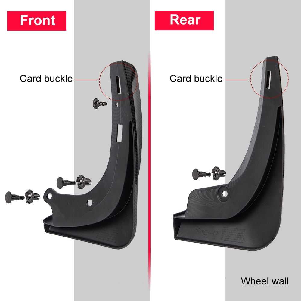 Mud Flaps Matte Black Carbon Fiber ABS Tesla Model 3/Y